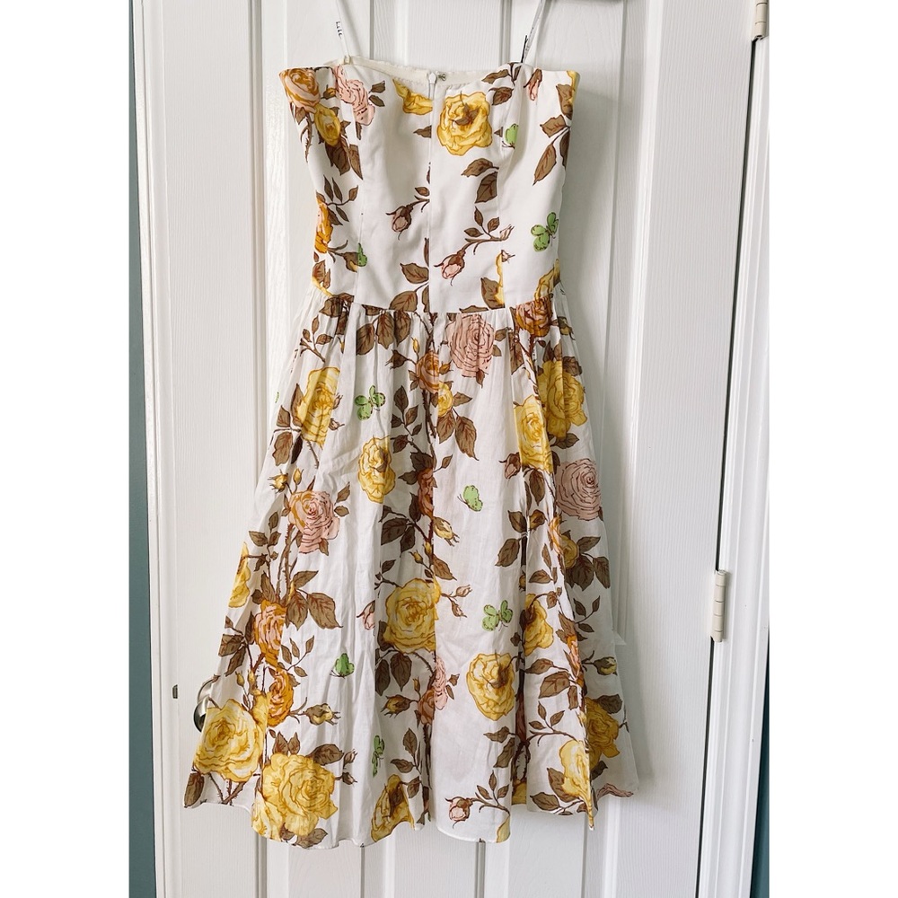 Nicole Miller Strapless Dress // Pink & Yellow Roses